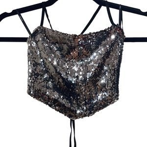 Forever 21 Silver Sequin Crop Top